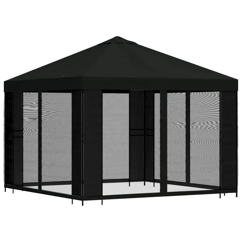 Sodo pavėsinė su šoninėmis sienelėmis 3 x 3 m Juoda