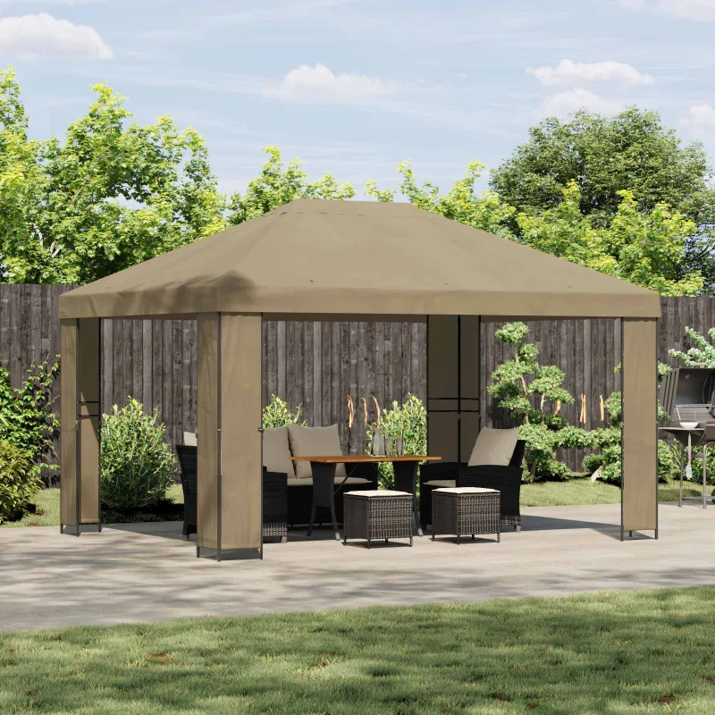 Pavėsinė 4 × 3 m Smėlio Poliesteris ir plienas 190 gsm