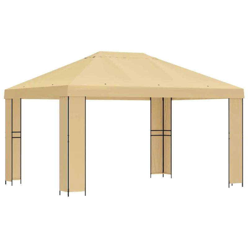 Pavėsinė 4 × 3 m Kreminė Poliesteris ir plienas 190 gsm