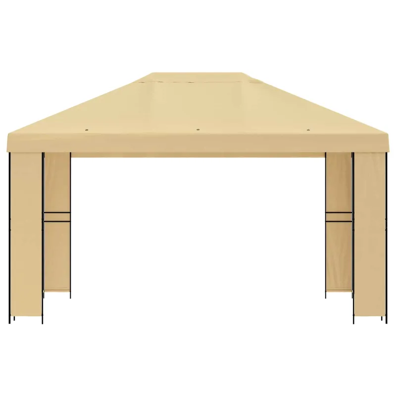 Pavėsinė 4 × 3 m Kreminė Poliesteris ir plienas 190 gsm