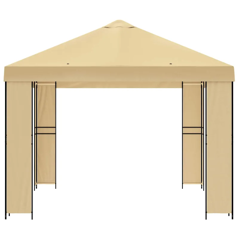 Pavėsinė 4 × 3 m Kreminė Poliesteris ir plienas 190 gsm