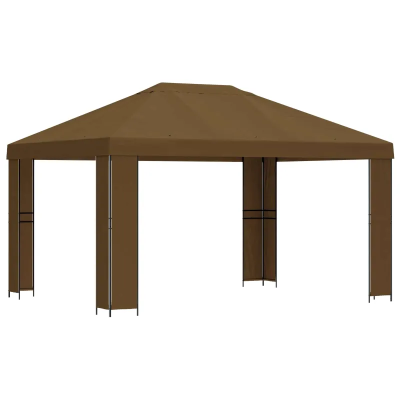 Pavėsinė 4 × 3 m Taupe Poliesteris ir plienas 190 gsm
