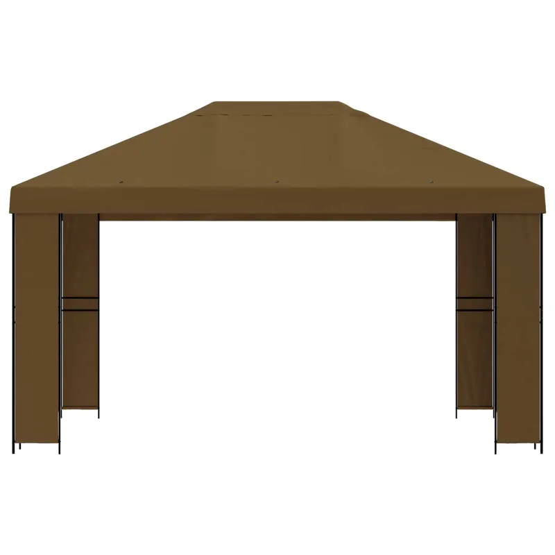Pavėsinė 4 × 3 m Taupe Poliesteris ir plienas 190 gsm