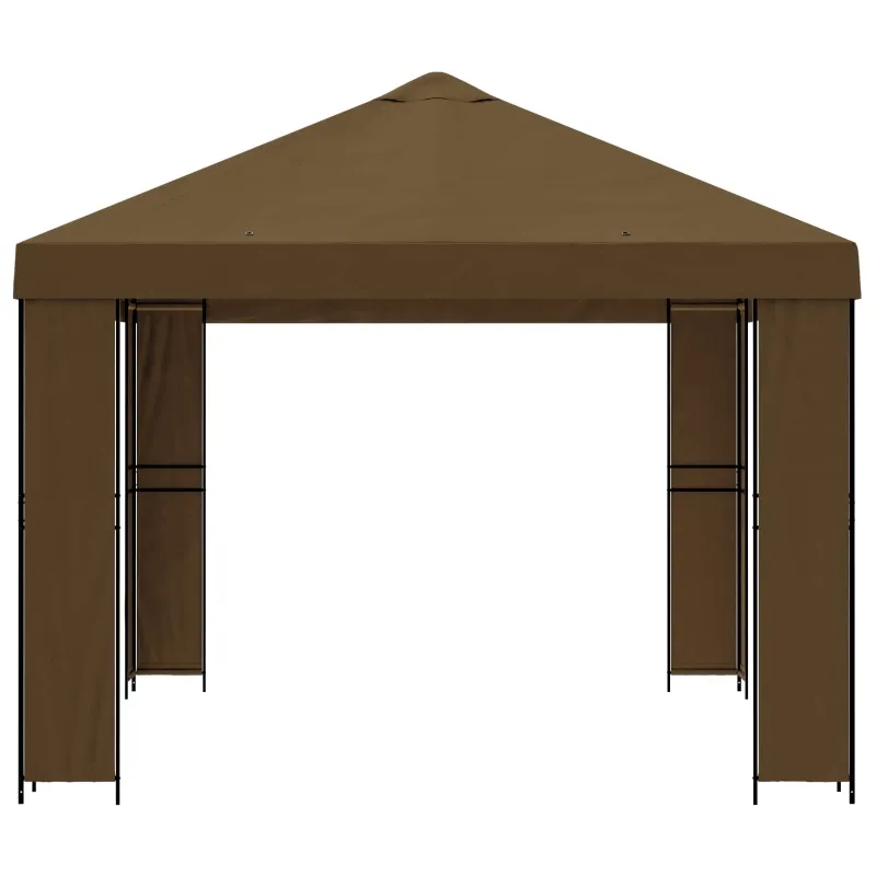 Pavėsinė 4 × 3 m Taupe Poliesteris ir plienas 190 gsm