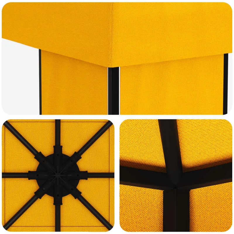 Pavėsinė 4 × 3 m Geltona Poliesteris ir plienas 190 gsm