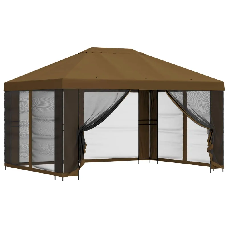 Sodo pavėsinė su šoninėmis sienelėmis 4 × 3 m Taupe