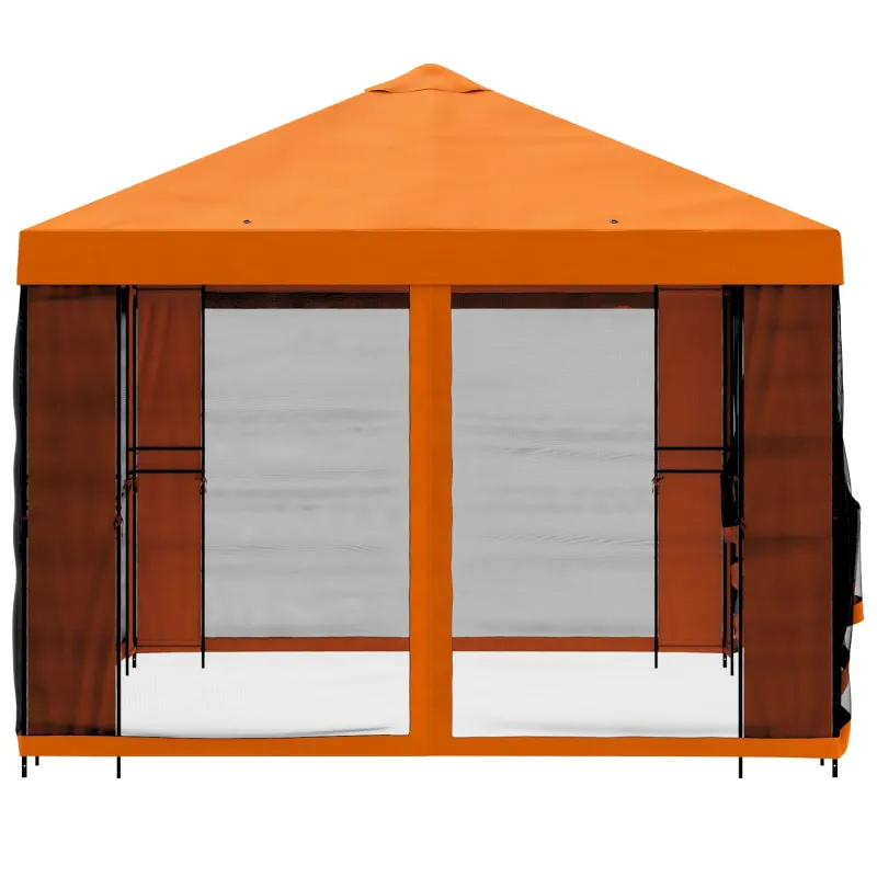 Sodo pavėsinė su šoninėmis sienelėmis 4 × 3 m Oranžinė
