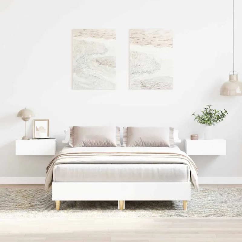 Lovos rėmas Balta 137 x 190 cm Apdirbta mediena