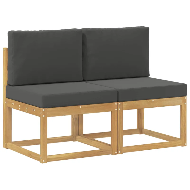 2 Vienetas Lauko Vidurinis Sofa Kietos akacijos mediena Balta