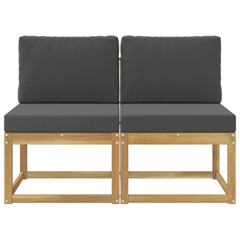 2 Vienetas Lauko Vidurinis Sofa Kietos akacijos mediena Balta
