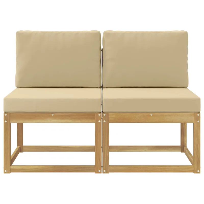 2 Vienetas Lauko Vidurinis Sofa Kietos akacijos mediena Balta