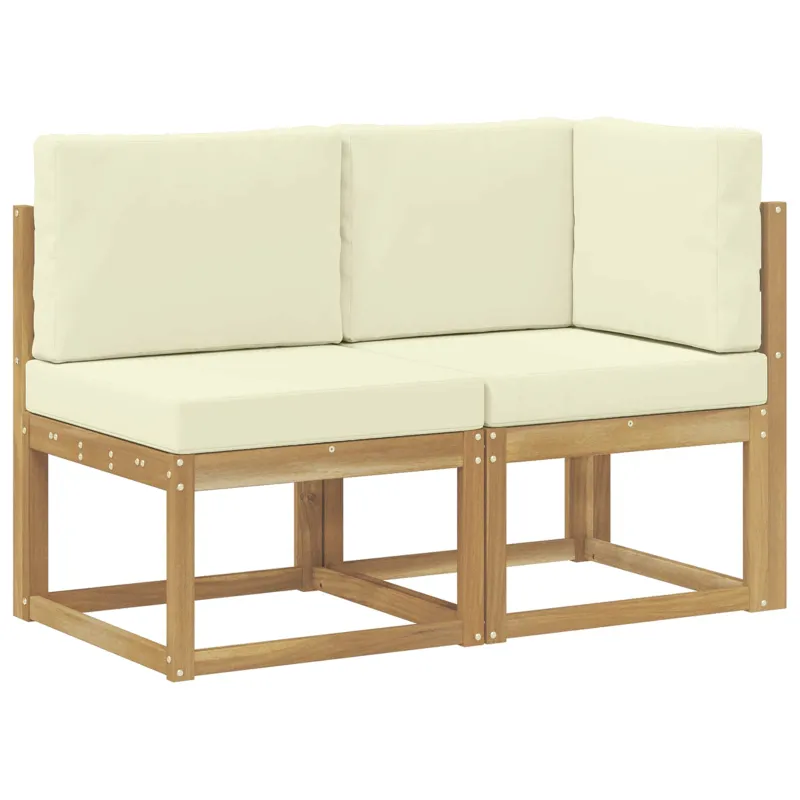 Lauko vidurinė ir kampinė sofa su pagalve 2 Vienetas Balta