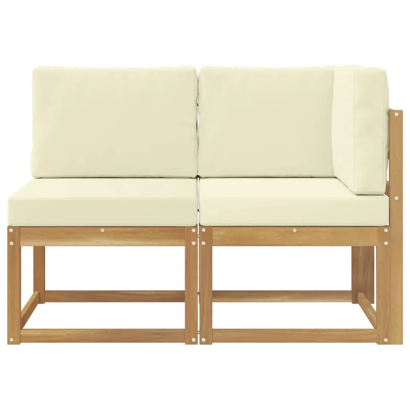 Lauko vidurinė ir kampinė sofa su pagalve 2 Vienetas Balta