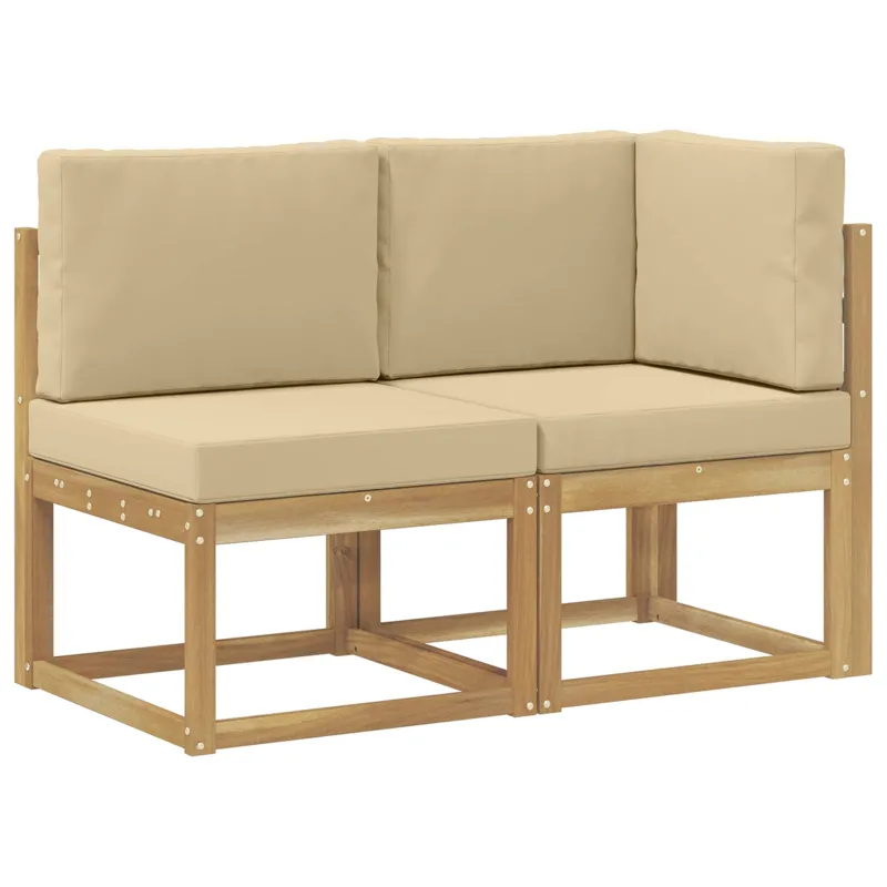 Lauko vidurinė ir kampinė sofa su pagalve 2 Vienetas Balta