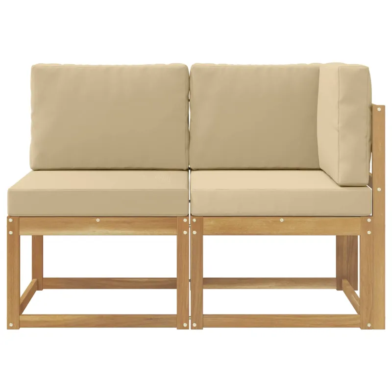 Lauko vidurinė ir kampinė sofa su pagalve 2 Vienetas Balta