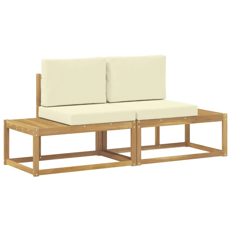 Lauko galinė sofa 2 Vienetas Balta Kietos akacijos mediena