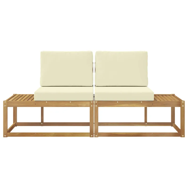 Lauko galinė sofa 2 Vienetas Balta Kietos akacijos mediena
