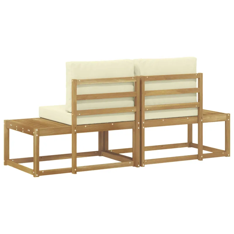 Lauko galinė sofa 2 Vienetas Balta Kietos akacijos mediena