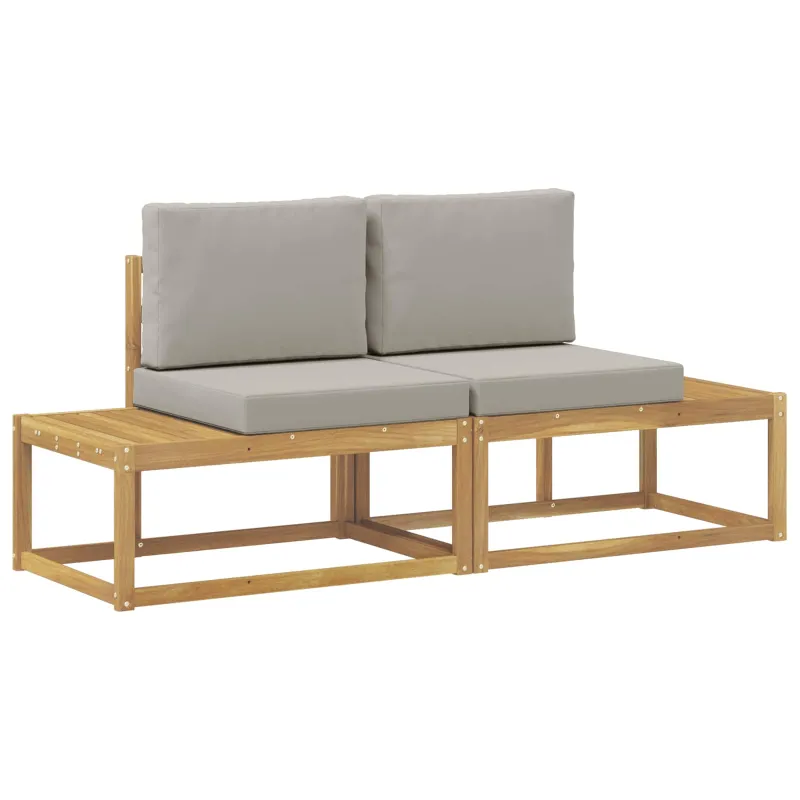 Lauko galinė sofa 2 Vienetas Balta Kietos akacijos mediena