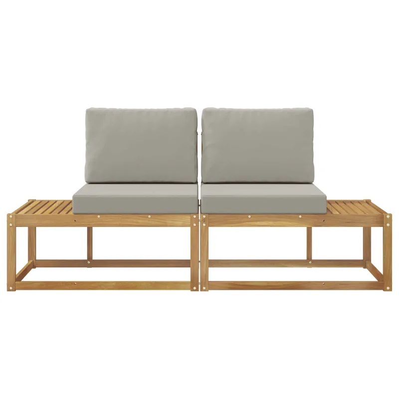 Lauko galinė sofa 2 Vienetas Balta Kietos akacijos mediena