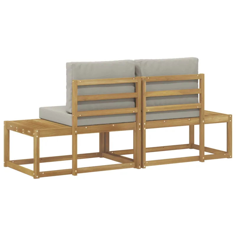 Lauko galinė sofa 2 Vienetas Balta Kietos akacijos mediena