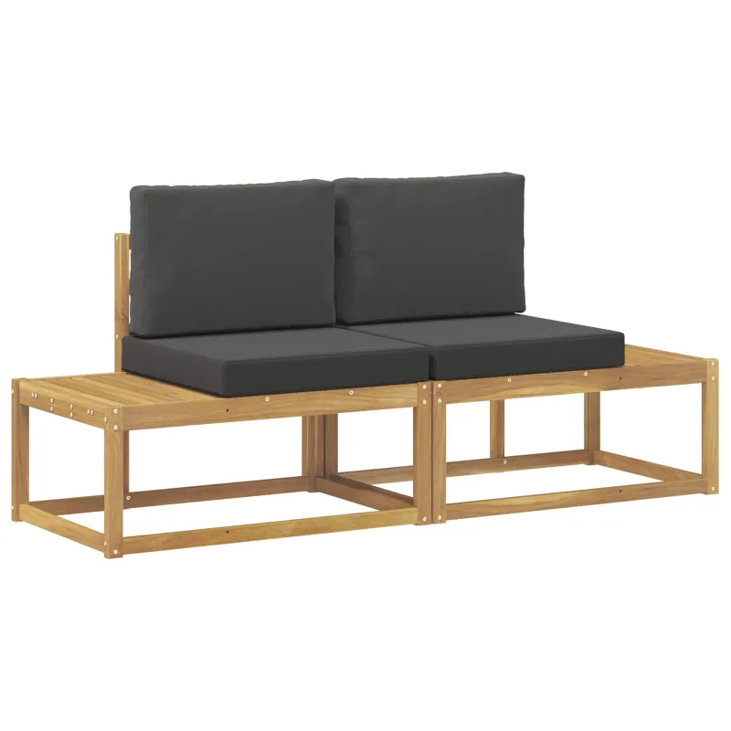 Lauko galinė sofa 2 Vienetas Balta Kietos akacijos mediena