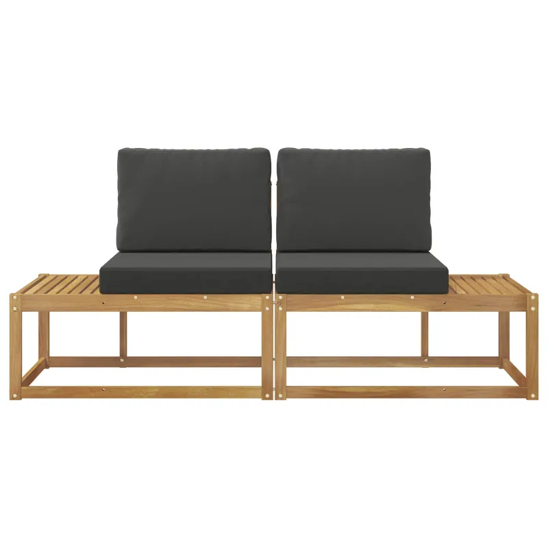 Lauko galinė sofa 2 Vienetas Balta Kietos akacijos mediena