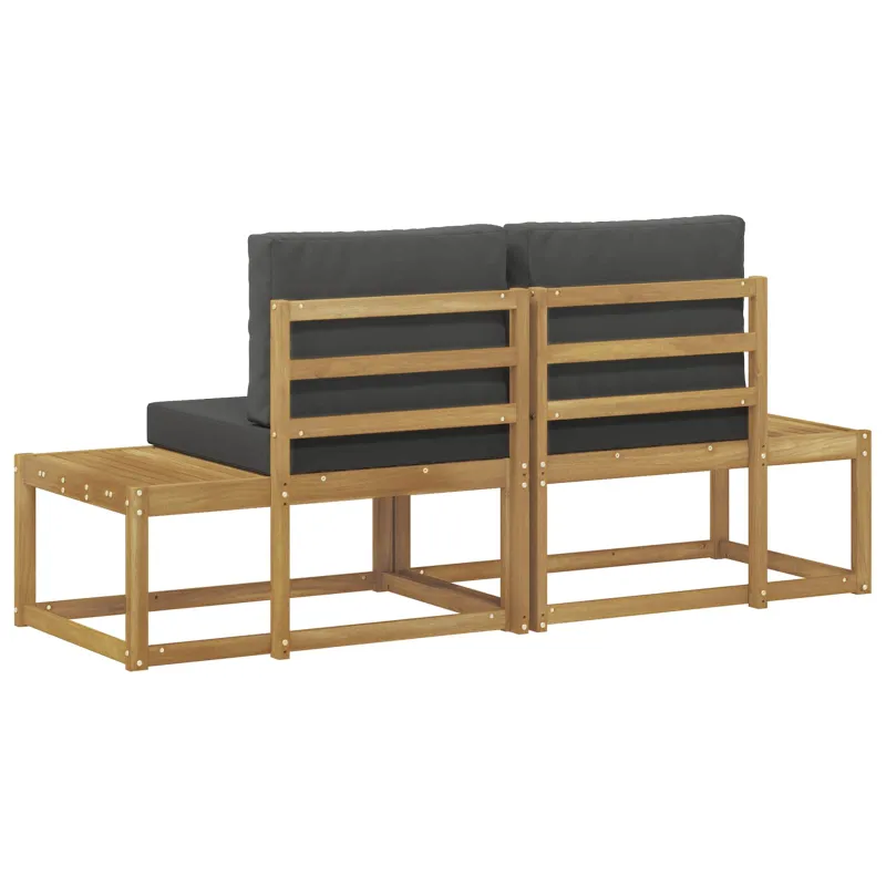 Lauko galinė sofa 2 Vienetas Balta Kietos akacijos mediena