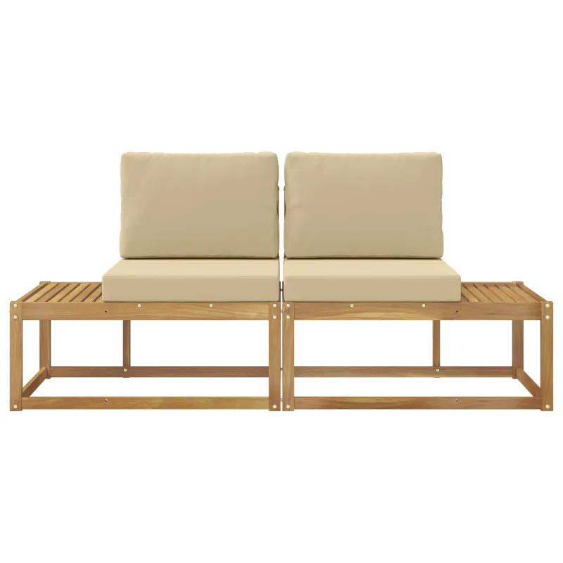 Lauko galinė sofa 2 Vienetas Balta Kietos akacijos mediena