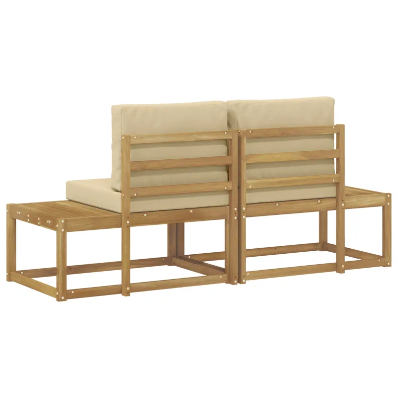 Lauko galinė sofa 2 Vienetas Balta Kietos akacijos mediena
