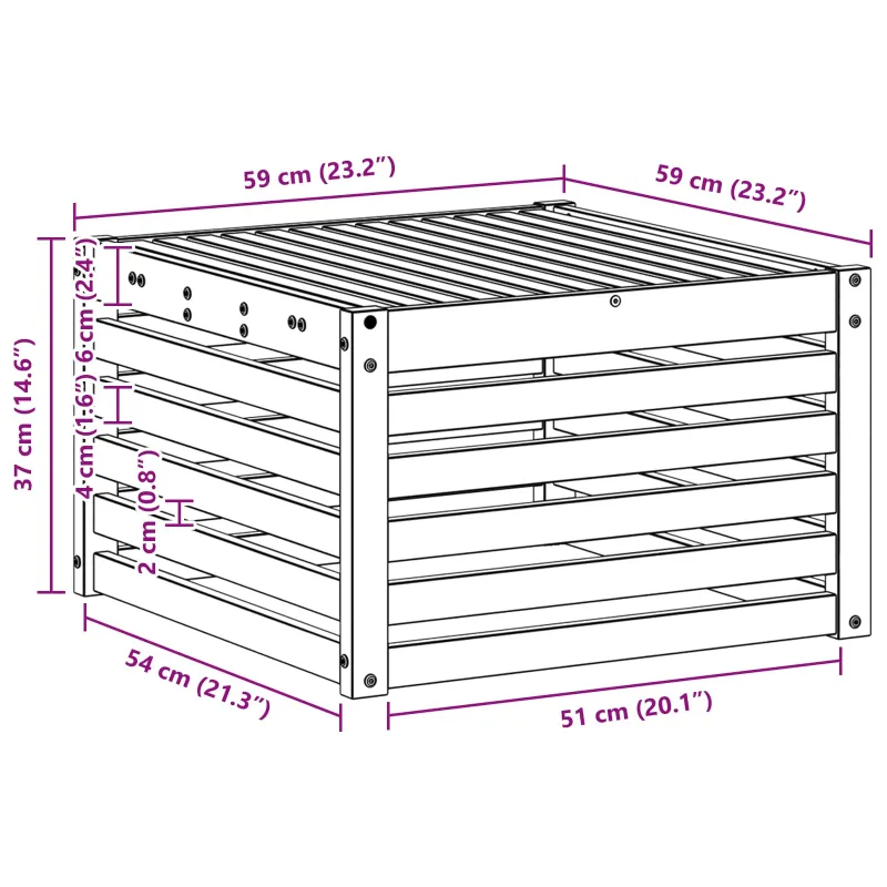 Lauko stalas Kietos akacijos mediena Balta 59 x 59 x 37 cm