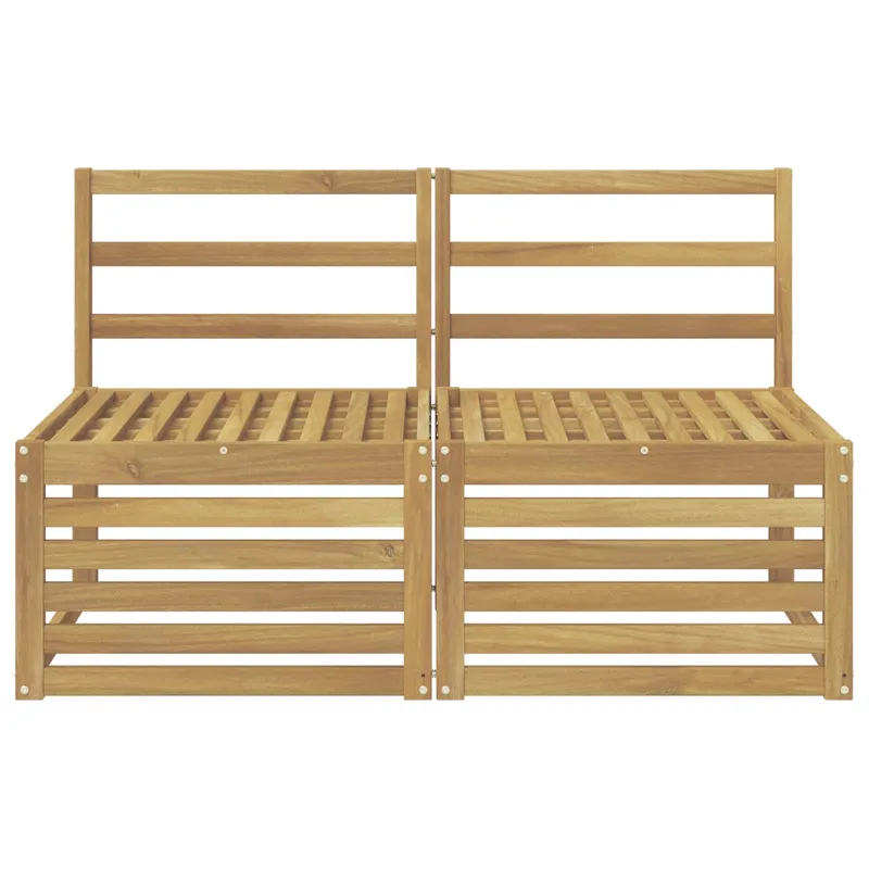 2 Vienetas Lauko Vidurinis Sofa Kietos akacijos mediena Balta