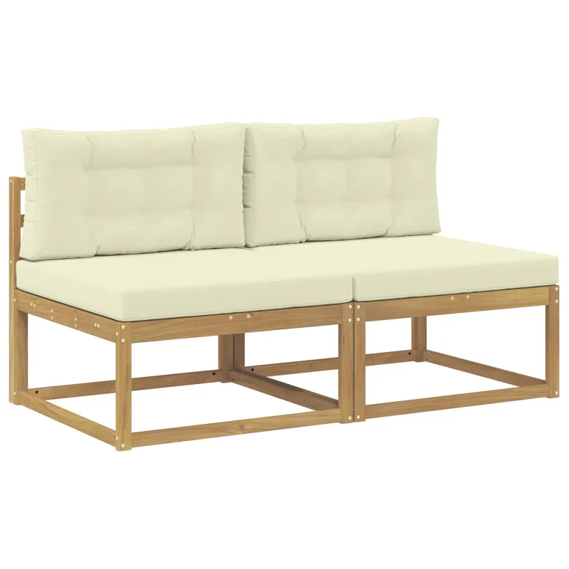 2 Vienetas Lauko Vidurinis Sofa Poliesteris Balta