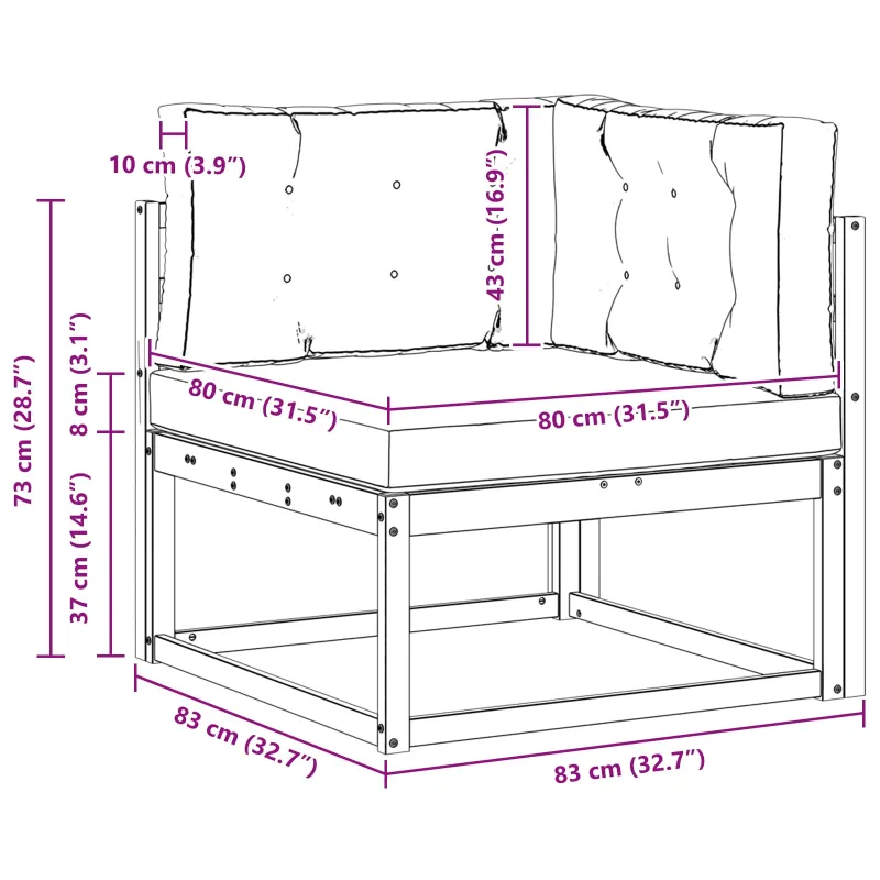 Lauko kampinė sofa Poliesteris Balta