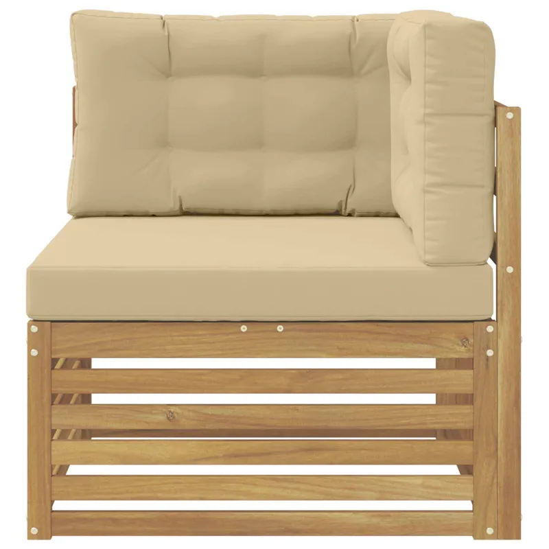 Lauko kampinė sofa Kietos akacijos mediena Balta