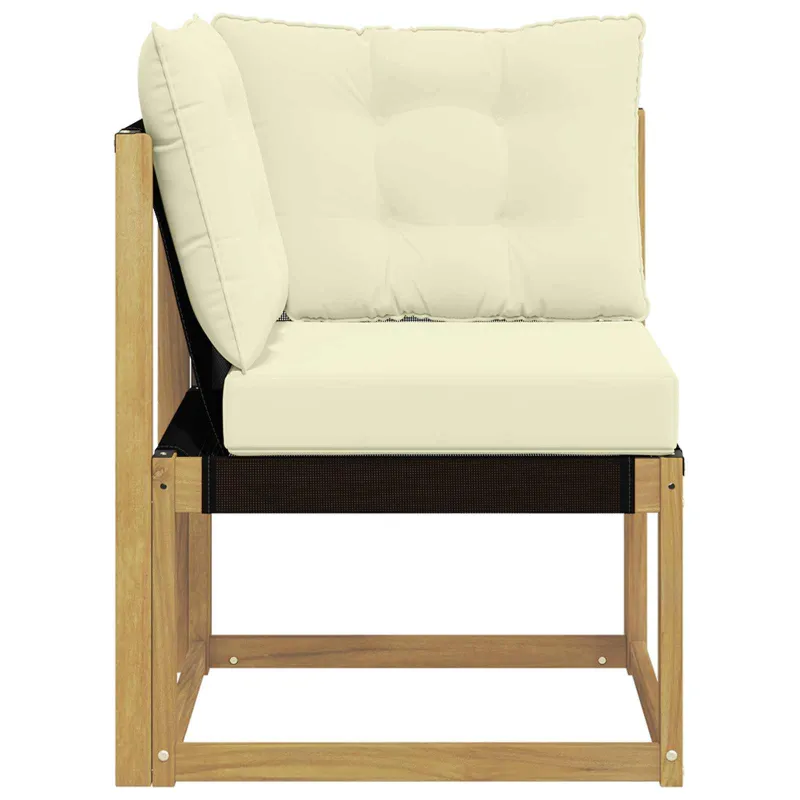 Lauko kampinė sofa Kietas akacijos medis ir tekstilenas Balta