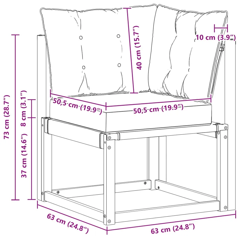 Lauko kampinė sofa Kietas akacijos medis ir tekstilenas Balta