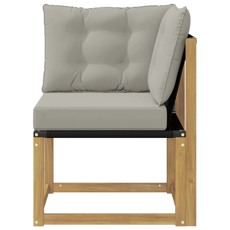 Lauko kampinė sofa Kietas akacijos medis ir tekstilenas Balta