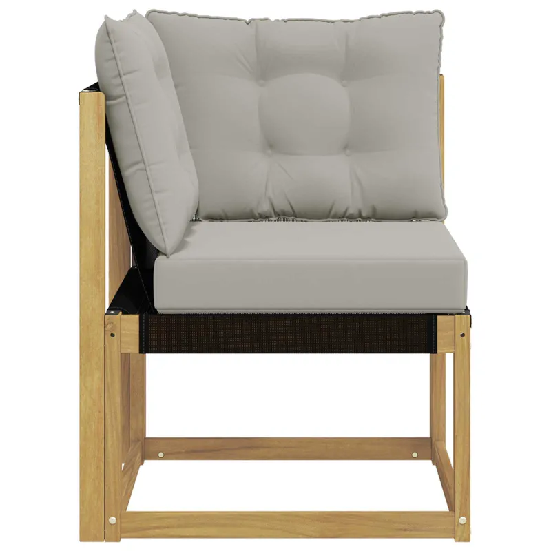 Lauko kampinė sofa Kietas akacijos medis ir tekstilenas Balta