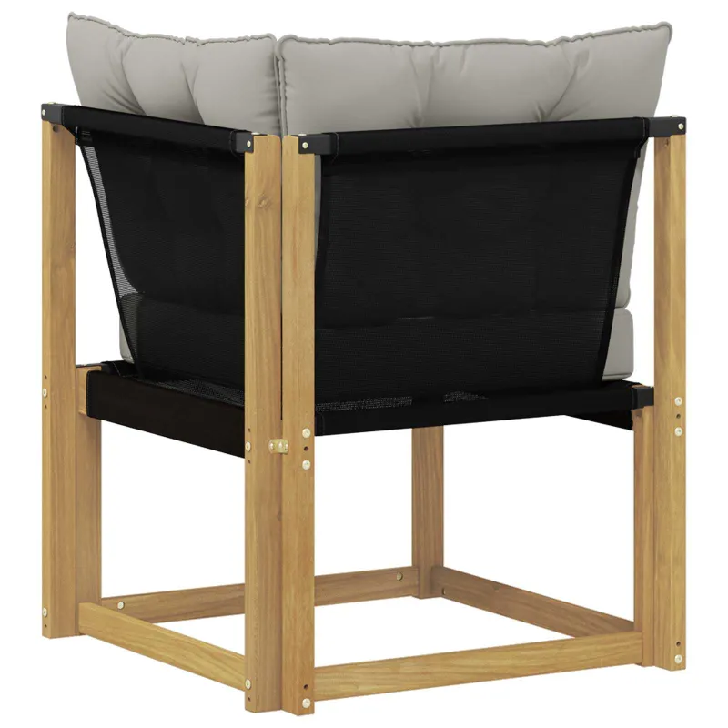 Lauko kampinė sofa Kietas akacijos medis ir tekstilenas Balta