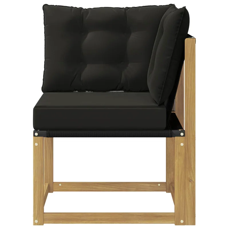 Lauko kampinė sofa Kietas akacijos medis ir tekstilenas Balta
