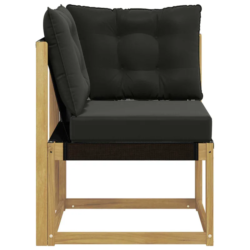 Lauko kampinė sofa Kietas akacijos medis ir tekstilenas Balta