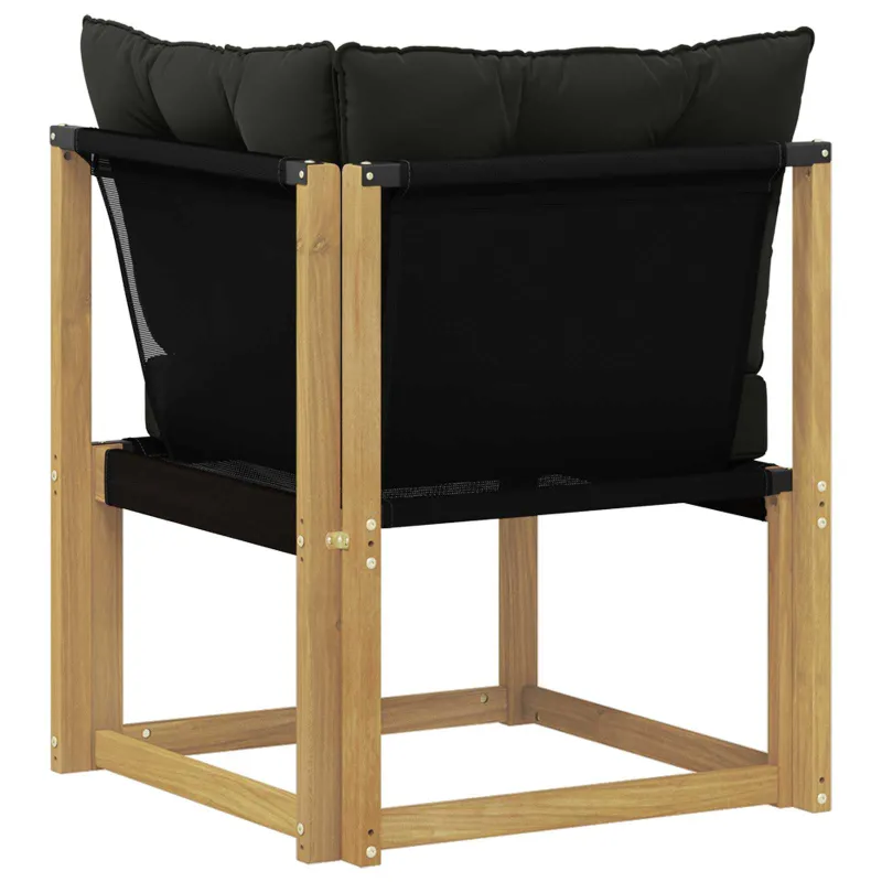 Lauko kampinė sofa Kietas akacijos medis ir tekstilenas Balta