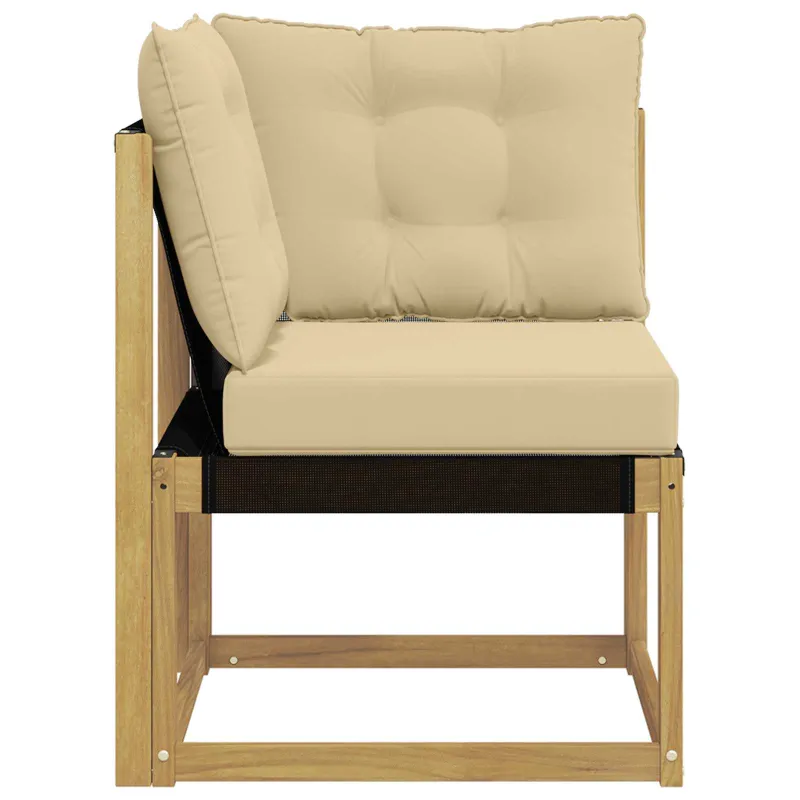 Lauko kampinė sofa Kietas akacijos medis ir tekstilenas Balta