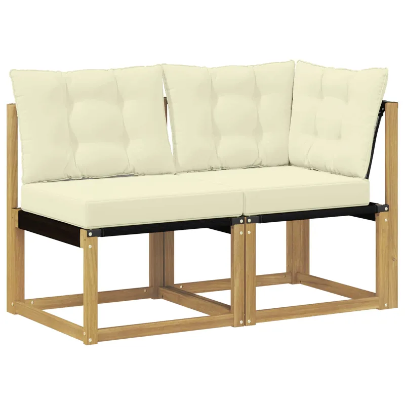 Lauko vidurinė ir kampinė sofa su pagalve 2 Vienetas Balta