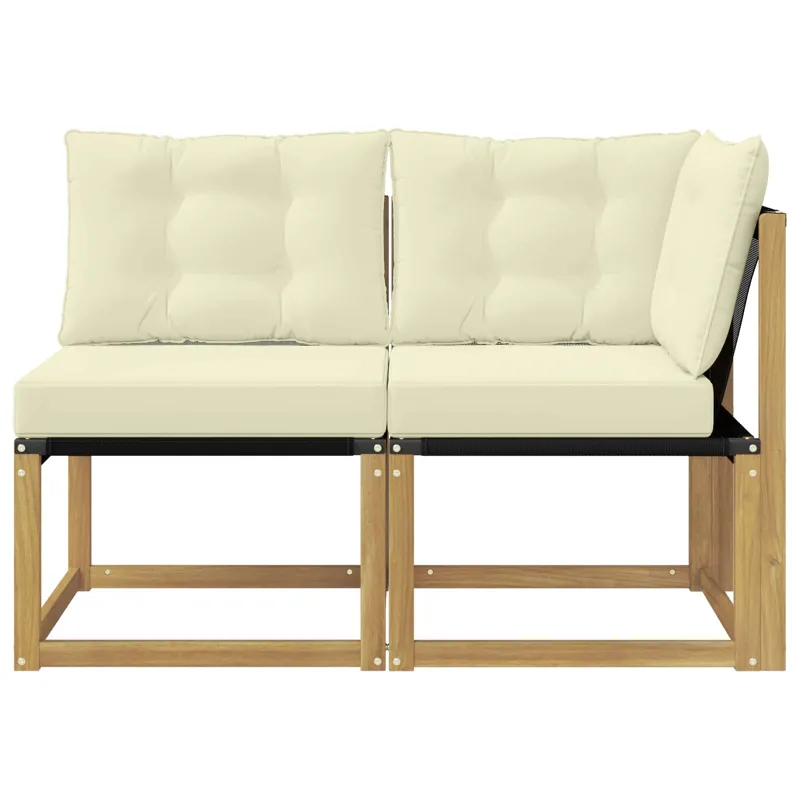 Lauko vidurinė ir kampinė sofa su pagalve 2 Vienetas Balta