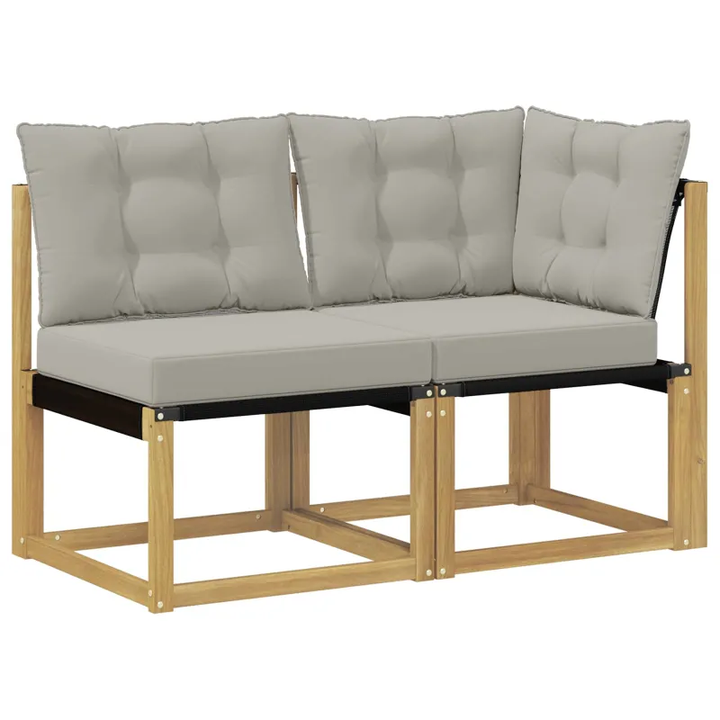 Lauko vidurinė ir kampinė sofa su pagalve 2 Vienetas Balta