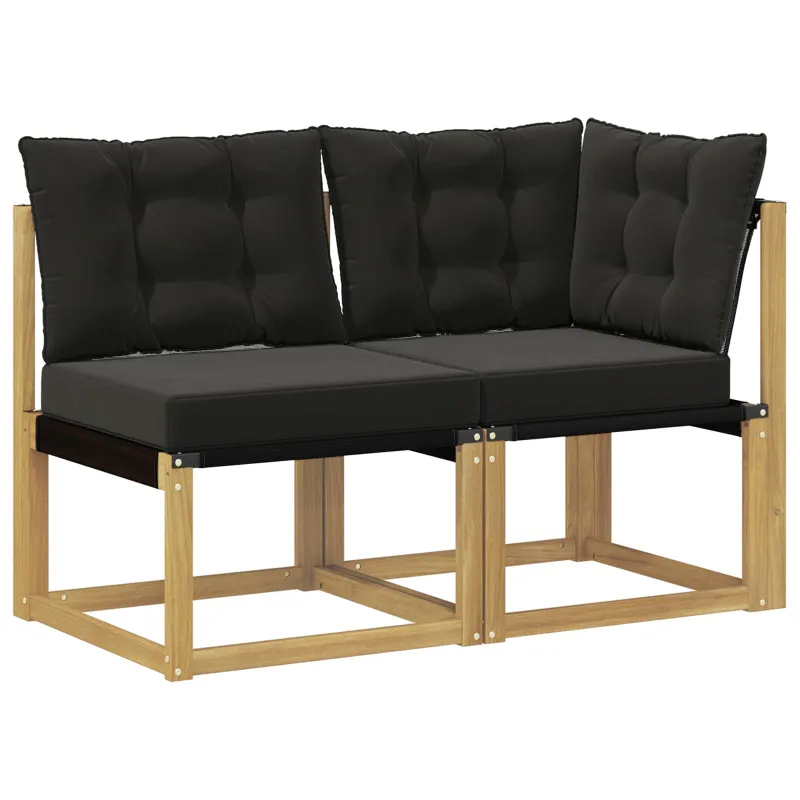 Lauko vidurinė ir kampinė sofa su pagalve 2 Vienetas Balta