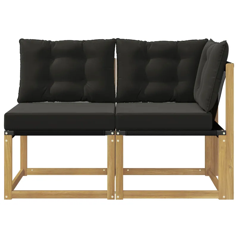 Lauko vidurinė ir kampinė sofa su pagalve 2 Vienetas Balta