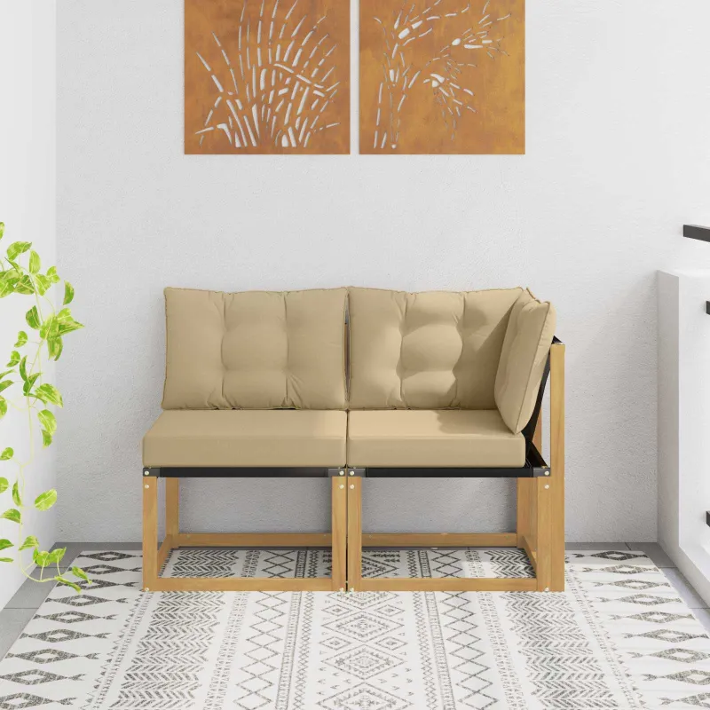 Lauko vidurinė ir kampinė sofa su pagalve 2 Vienetas Balta
